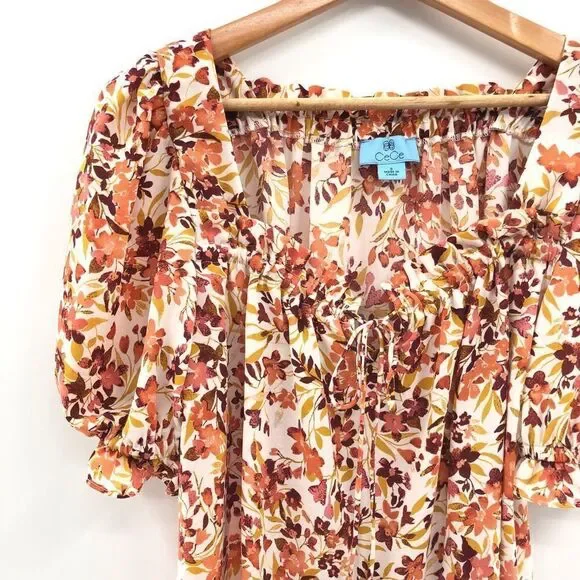 CECE‎ Floral Keyhole Short Sleeve Blouse
CREAM/ ROSE/ YELLOW - Picture 4 of 10